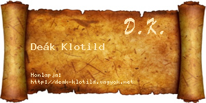 Deák Klotild névjegykártya